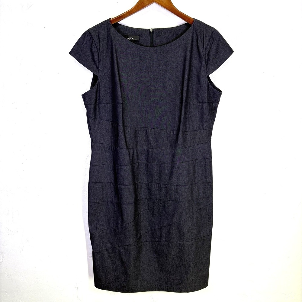 Alyx Woman's‎ Sheath Dress Size 18 Dark Gray Chambray Capsule Staple